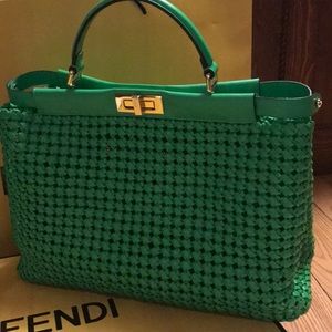 FENDI Peekaboo iconic large intreccio Napa/Matisse